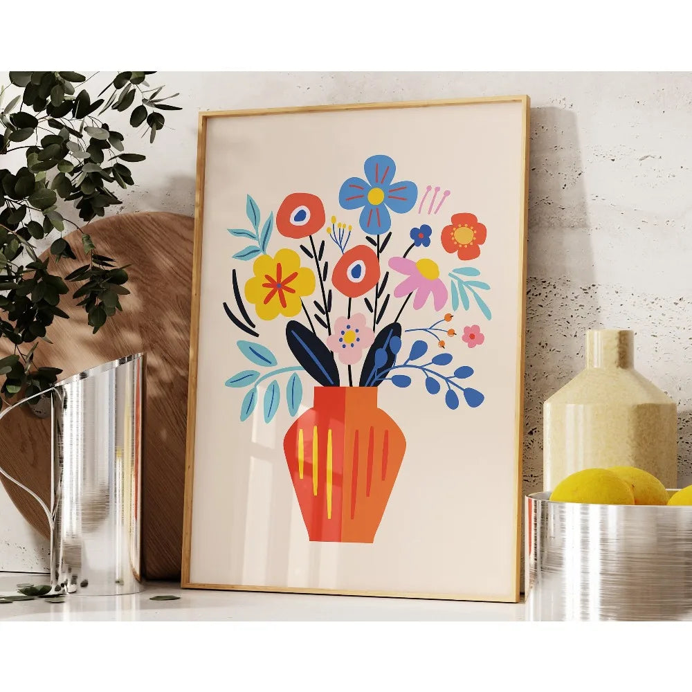 Retro Beige Floral Line Print