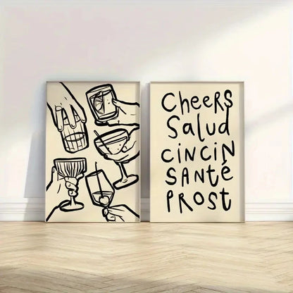 Set of 2 Cheers Retro Wall Art Prints