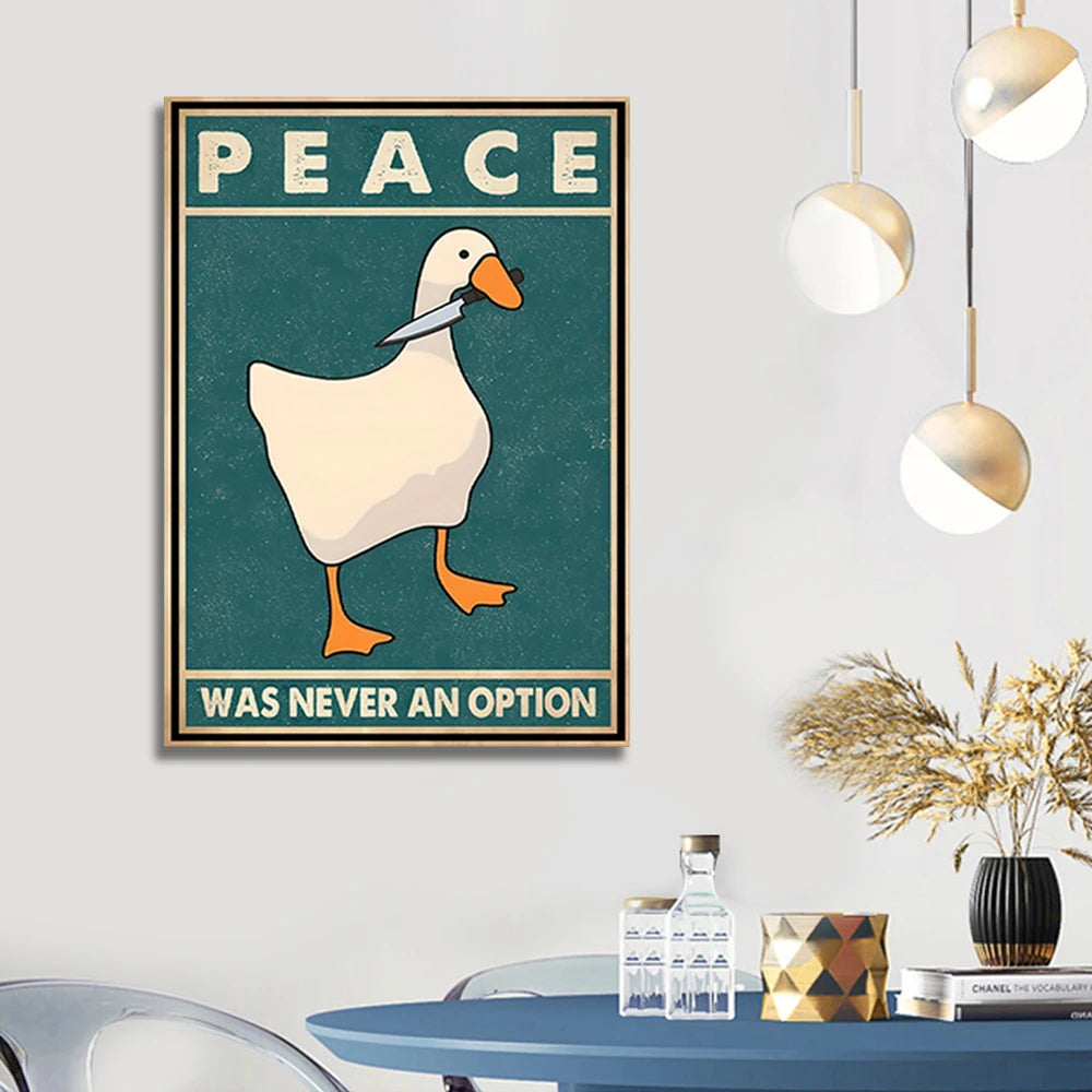 Goose Peace Was Never An Option Funny Goose Canvas Prints
