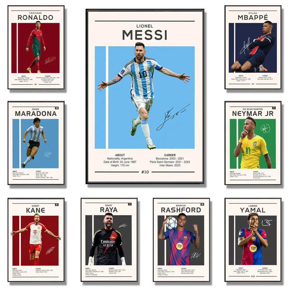 Soccer Star Signature Poster And Prints Argentina Football M-maradona Signed Canvas Wall Art Sprot Player Decorative Painting