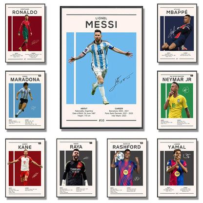 Soccer Star Signature Poster And Prints Argentina Football M-maradona Signed Canvas Wall Art Sprot Player Decorative Painting