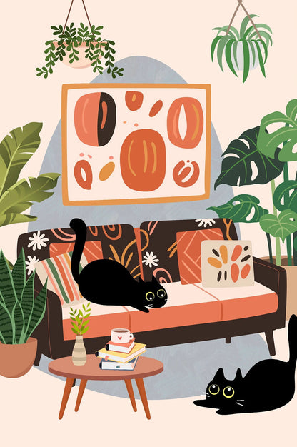 Cartoon Cute Cat's life Poster