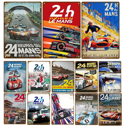 24H Lemans Racing Compettion in 1999 Metal Tin Sign Decor Vintage Wall Plate Poster Classic Tinplate Plaques Garage Bar Decor