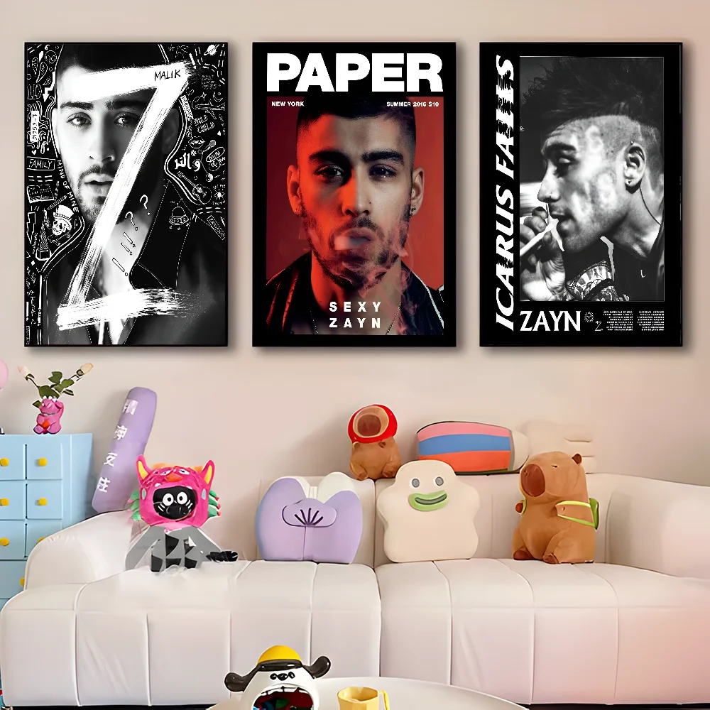 Singer Z-Zayn M-Malik Whitepaper Poster Waterproof Paper Sticker Coffee House Bar Aesthetic Art Wall Painting