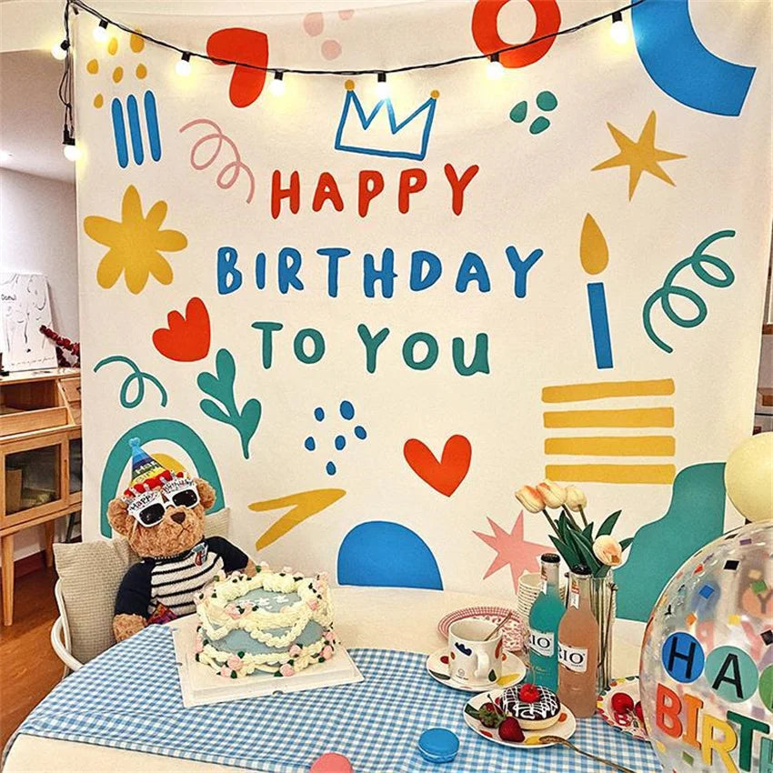 Happy Birthday Background Tapestry Cloth