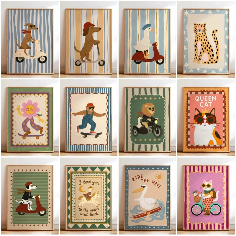 Trendy Playful Animal Poster Kids