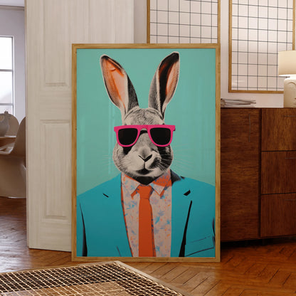 Modern Rabbit With Sunglasses Portrait Wall Art