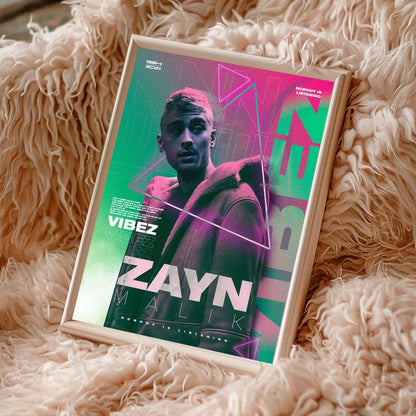 Singer Z-Zayn M-Malik Whitepaper Poster Waterproof Paper Sticker Coffee House Bar Aesthetic Art Wall Painting