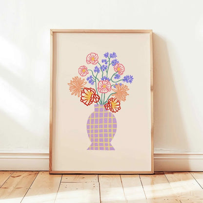 Retro Beige Floral Line Print