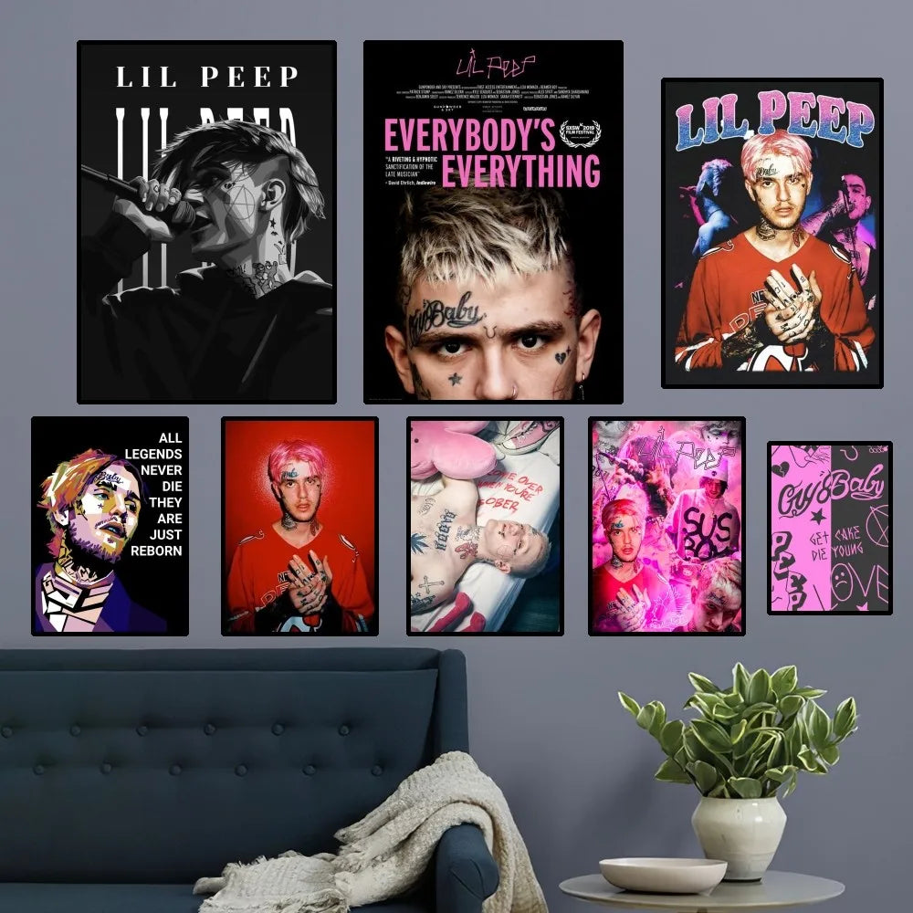 L-Lil P-Peep Hot Singer Poster Home Room Decor Livingroom Bedroom Aesthetic Art Wall Painting Stickers