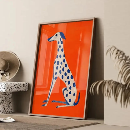 Dalmatian Dopamine Art Orange Blue Canvas Poster