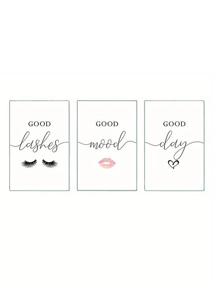 Set of 3 Eyelashes Makeup Vanity Wall Art