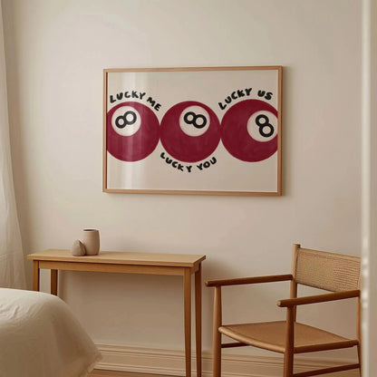 Red No.8 Ball Lucky Me Lucky You Canvas Print