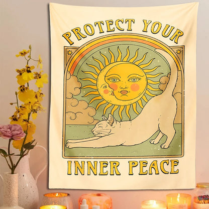Sun Moon cat Tapestry