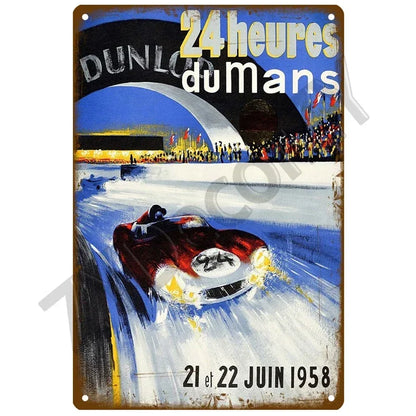 24H Lemans Racing Compettion in 1999 Metal Tin Sign Decor Vintage Wall Plate Poster Classic Tinplate Plaques Garage Bar Decor