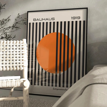 Bauhaus 1919 Bright Orange Retro Contemporary Wall Art