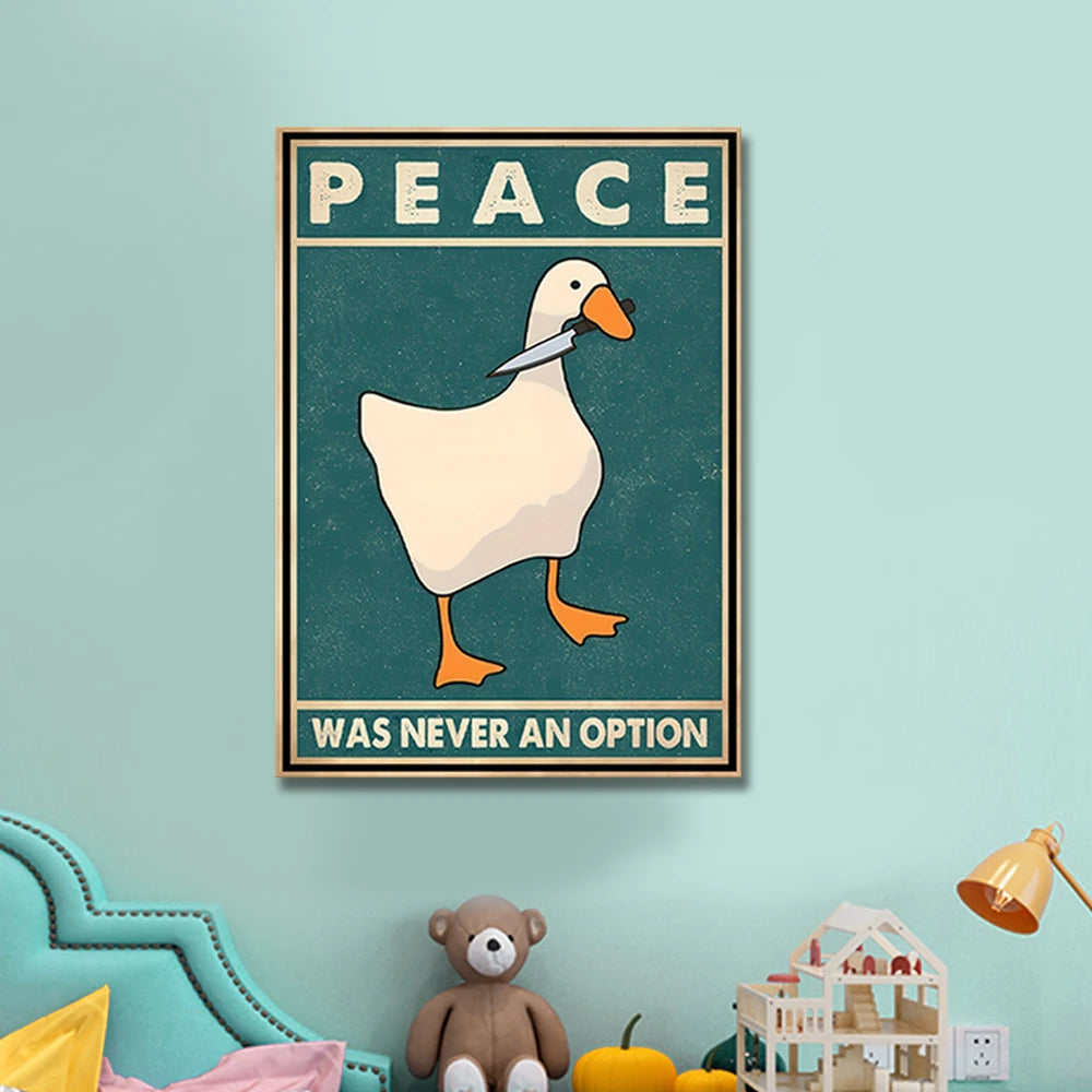 Goose Peace Was Never An Option Funny Goose Canvas Prints