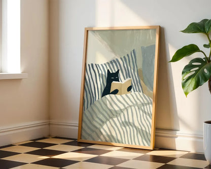 Cat Reading Print – Black Cat Wall Art
