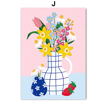 Retro Flowers Vase Gallery Colorful Funky Poster