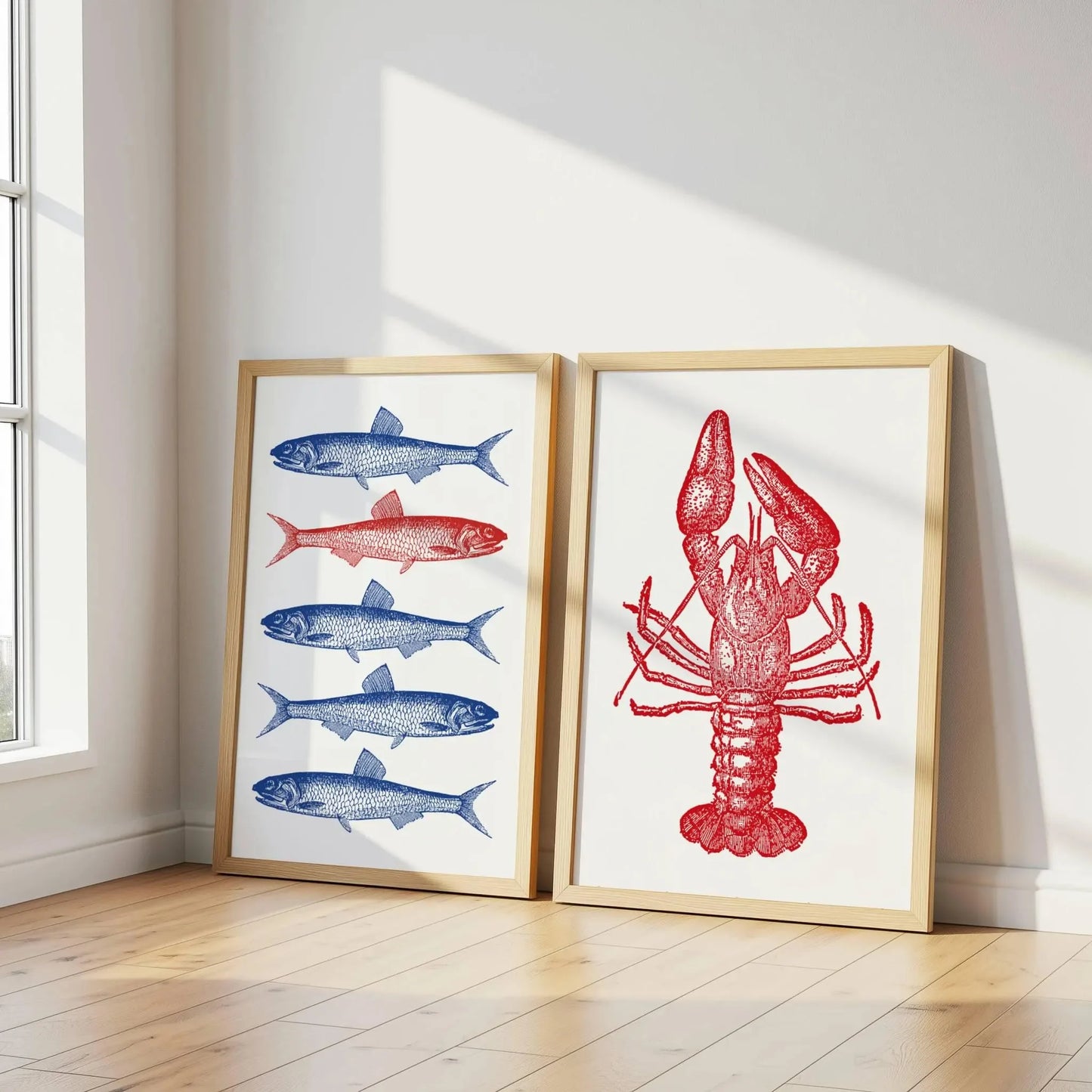 Retro Blue Sardine Canvas Poster