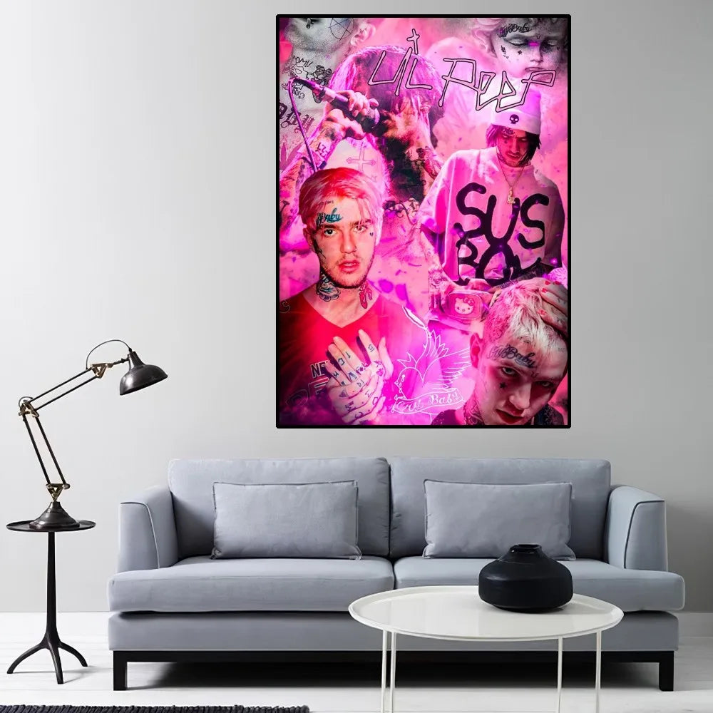 L-Lil P-Peep Hot Singer Poster Home Room Decor Livingroom Bedroom Aesthetic Art Wall Painting Stickers