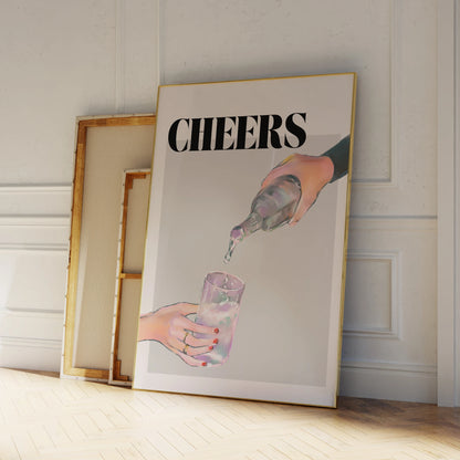 Modern Trendy Bar Cart Cheers Wine Glass Wall Art Prints Canvas Painting Poster Picture For Living Room Home Decor