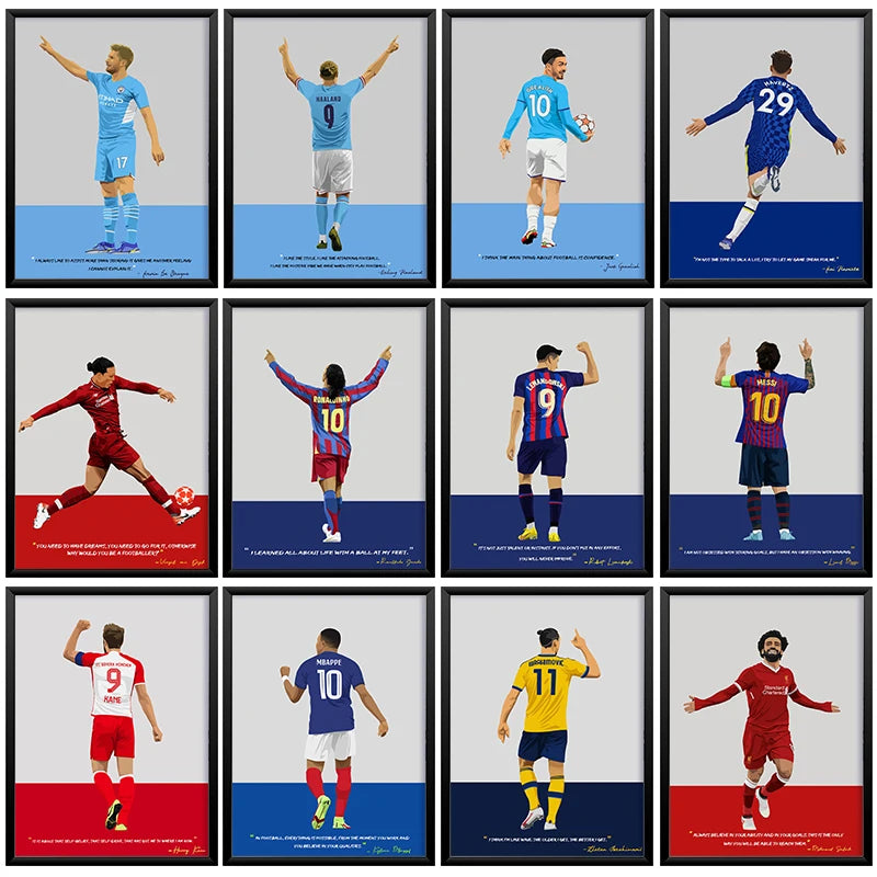 Famous Soccer Spoters Poster Canvas Printing Poster Soccer Home Room Wall Art Decor Players Fans Gift Prints Wall Decoration