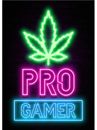 Neon Art Happy Gaming Zone Games Room Poster