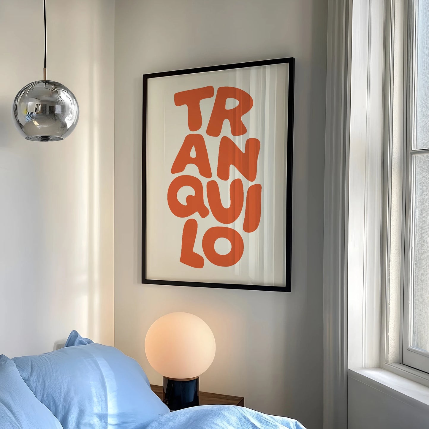 Boho Tranquilo Orange Cream Retro Typography Wall Art