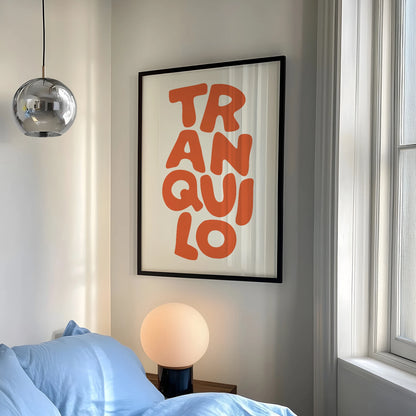 Boho Tranquilo Orange Cream Retro Typography Wall Art