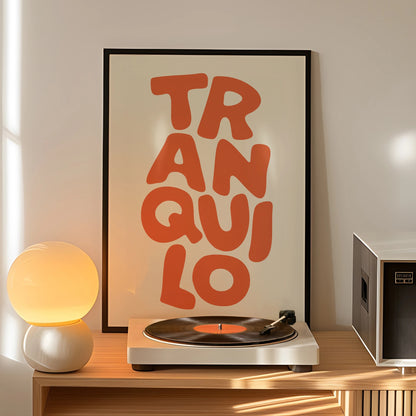 Boho Tranquilo Orange Cream Retro Typography Wall Art