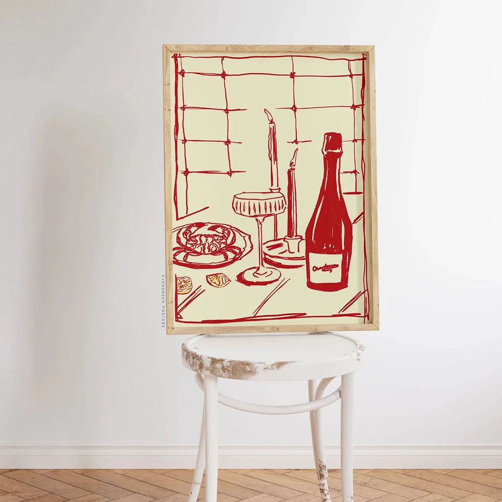 Dining With Wine And Crab Modern Food Art