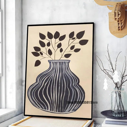1pc Abstract Line Lemon Flower Vase Geometry Nordic Poster Paper Print Home Bedroom Entrance Bar Cafe Art Painting Decoration