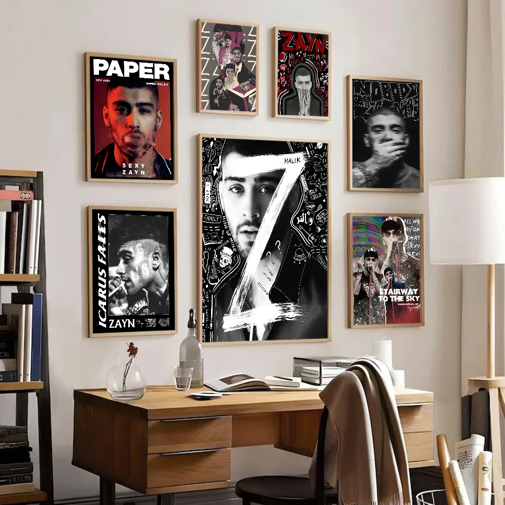 Singer Z-Zayn M-Malik Whitepaper Poster Waterproof Paper Sticker Coffee House Bar Aesthetic Art Wall Painting