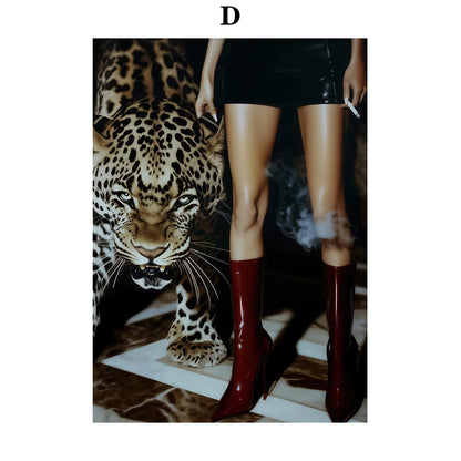Leopard Rose Fashion Canvas Wall Art