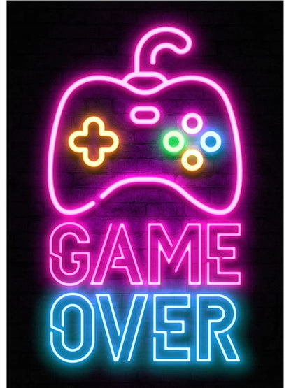 Neon Art Happy Gaming Zone Games Room Poster