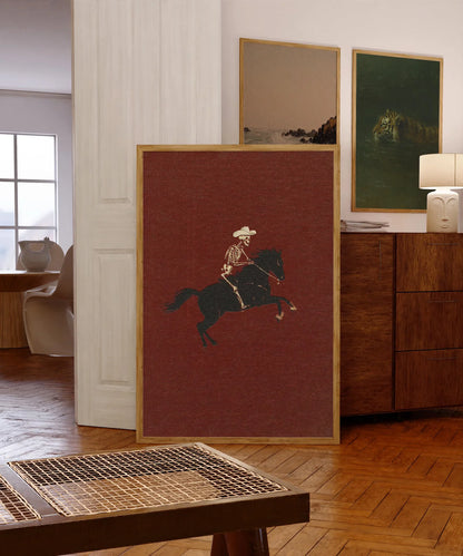 Skeleton Cowboy Illustration Bucking Bronco Print
