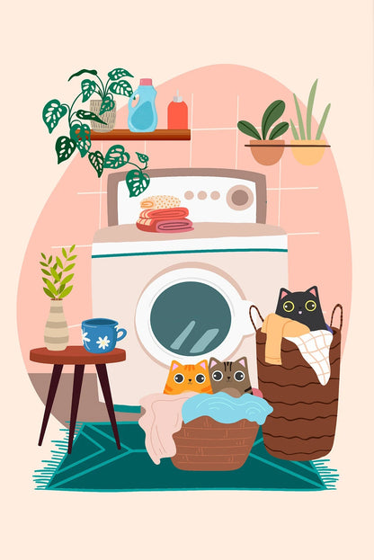 Cartoon Cute Cat's life Poster