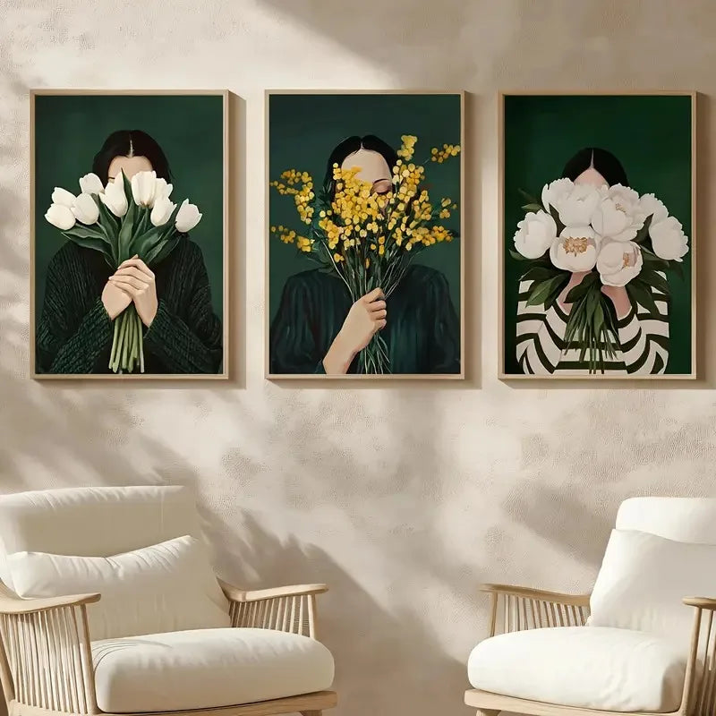 Green Abstract Figures Canvas Print