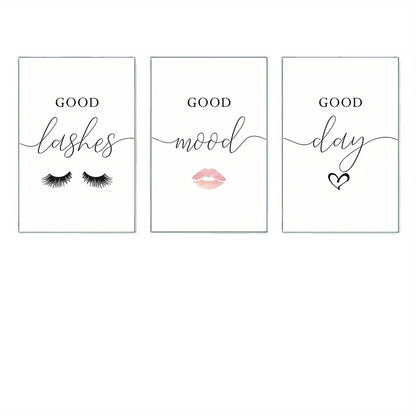 Set of 3 Eyelashes Makeup Vanity Wall Art