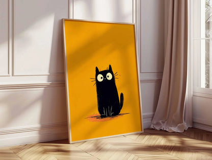 Black Cat Poster, Cute Cat Wall Art Print