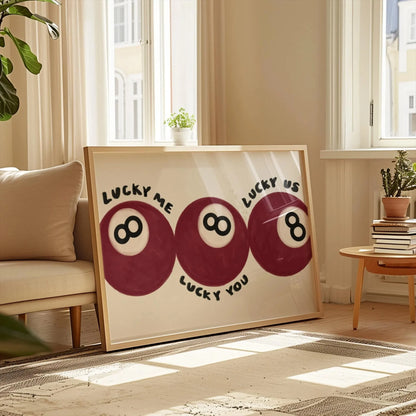 Red No.8 Ball Lucky Me Lucky You Canvas Print