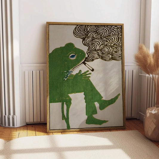 Frog Smoking Vintage Poster Art
