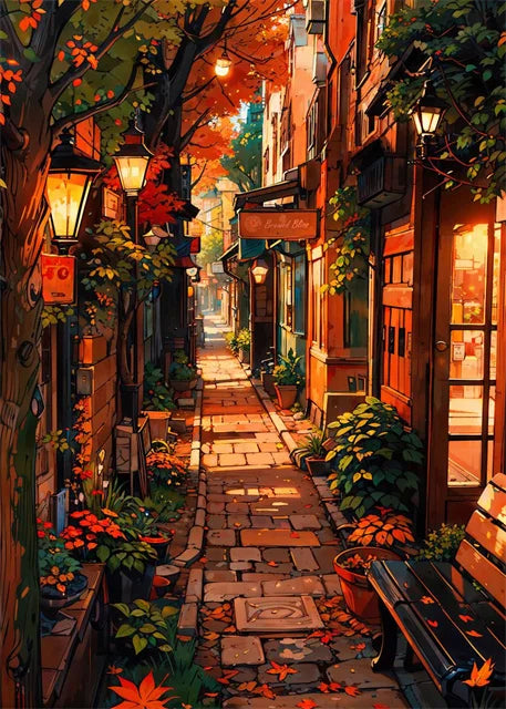 Japanese Street Scenery Sakura Architecture Canvas Posters