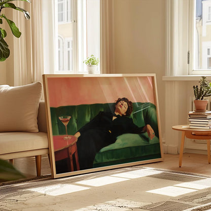 Woman On Couch Art Print
