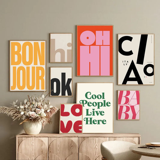 Modern Text OH HI and OK Poster Canvas Print