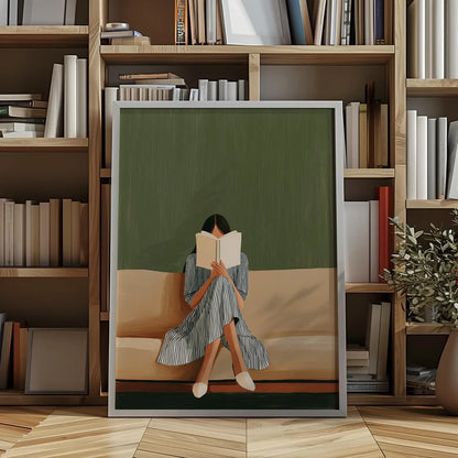Emerald Green Modern Reading Woman Art
