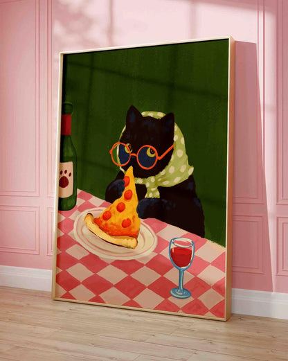 Cozy Diner Cat Wall Art - Charming Print