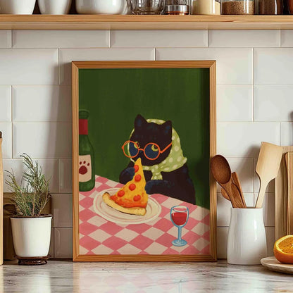 Cozy Diner Cat Wall Art - Charming Print