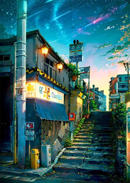 Japanese Street Scenery Sakura Architecture Canvas Posters